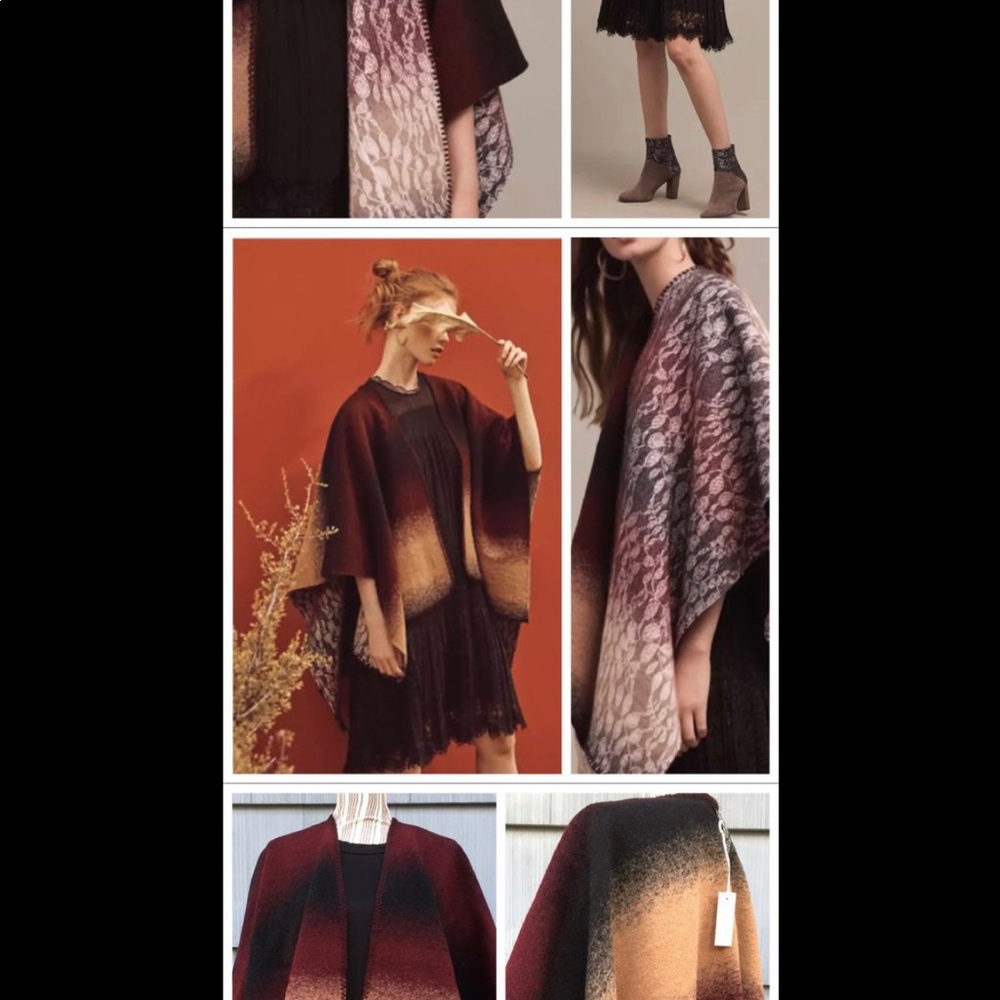 Anthropologie Wintertide Reversible Poncho NWOT